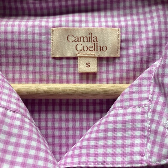 Camila Coelho Elliot Shirt Dress Pink Lilac Gingham Check Revolve Small - Picture 6 of 9